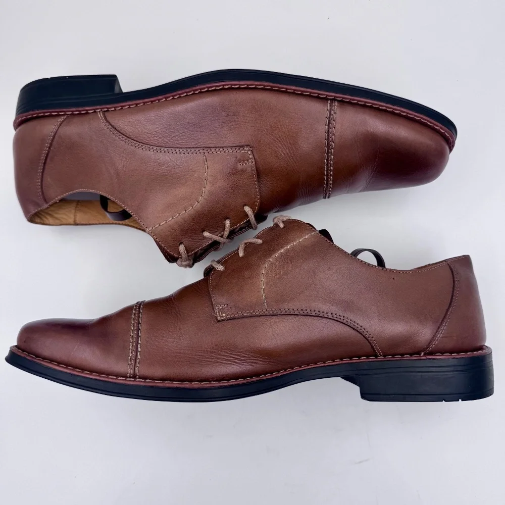 Sandro Moscoloni Bryan Cap Toe Derby: Brown Leather, Lace-Up Dress Shoe Size:16D